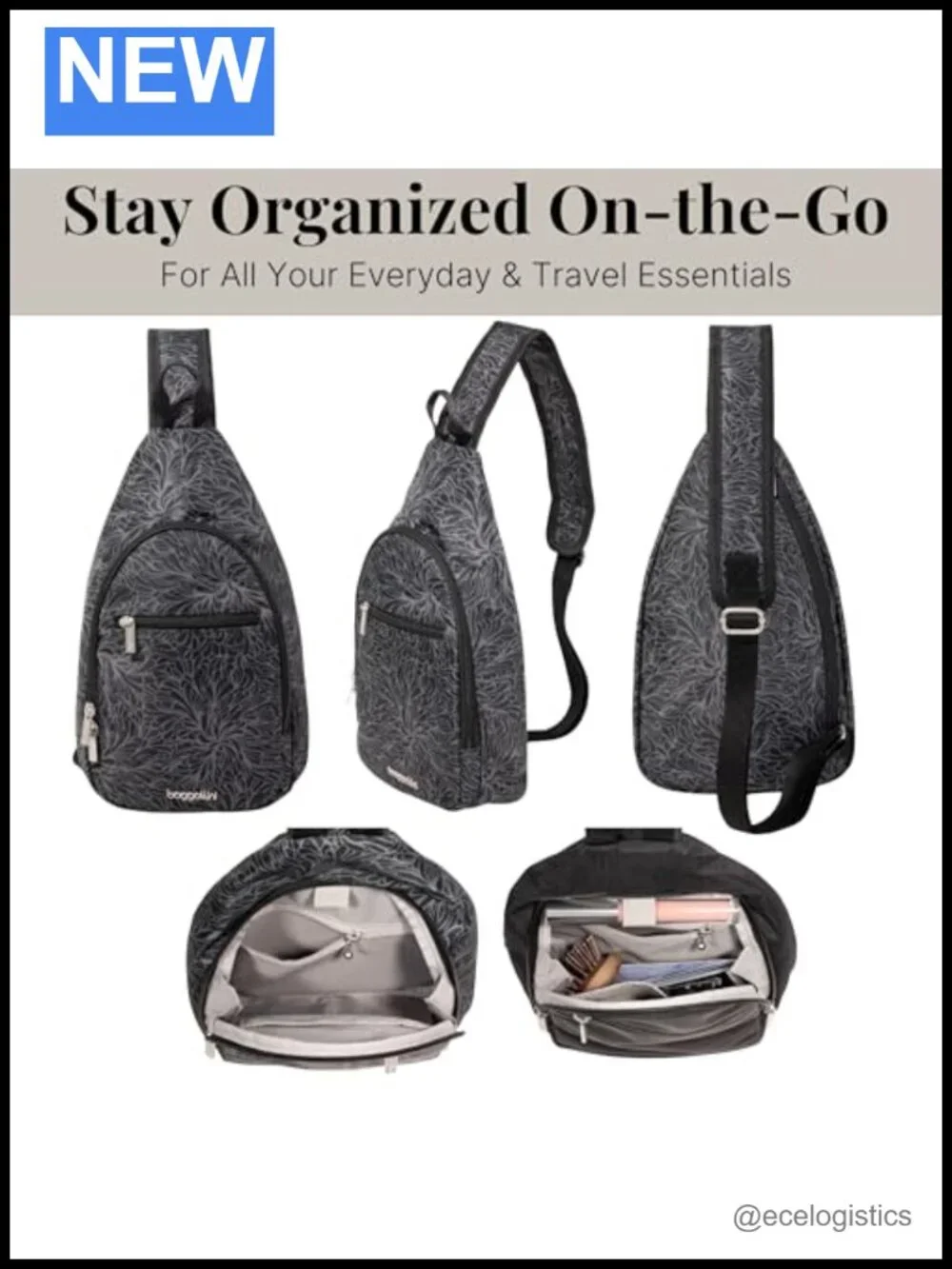 Lightweight Polyester Sling Crossbody Bag with Adjustable Padded Strap and RFID
